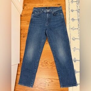 7 For all Mankind High Waist Cropped Straight Jeans Size 28